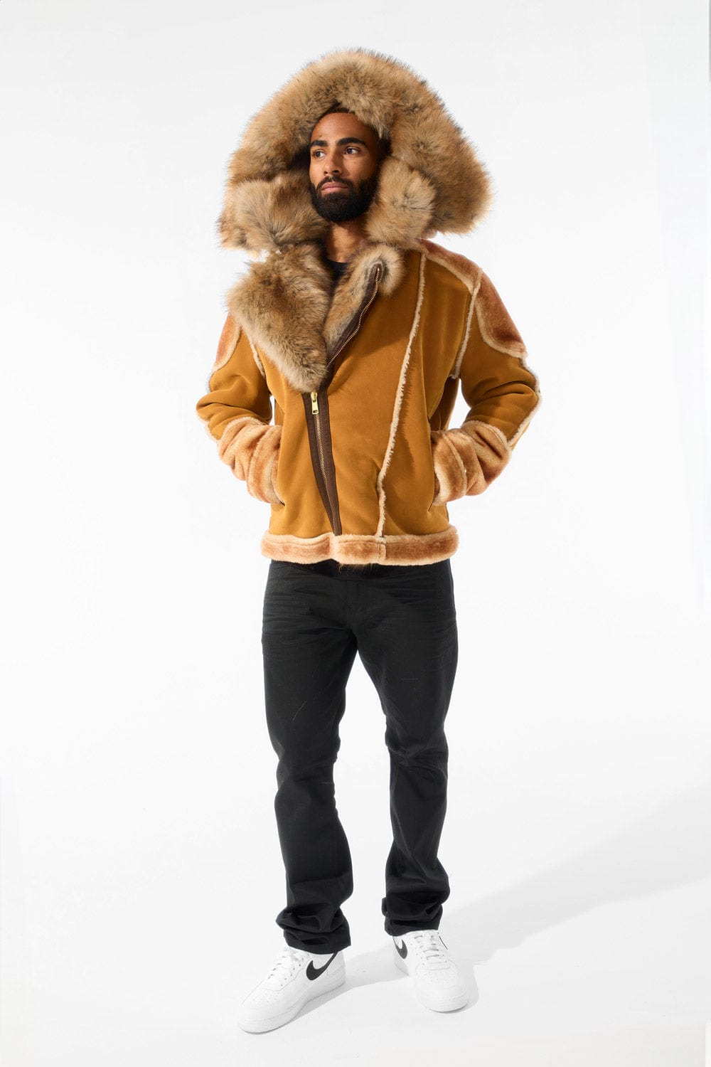 Jordan Craig El Jefe Shearling Moto Jacket (Cognac)