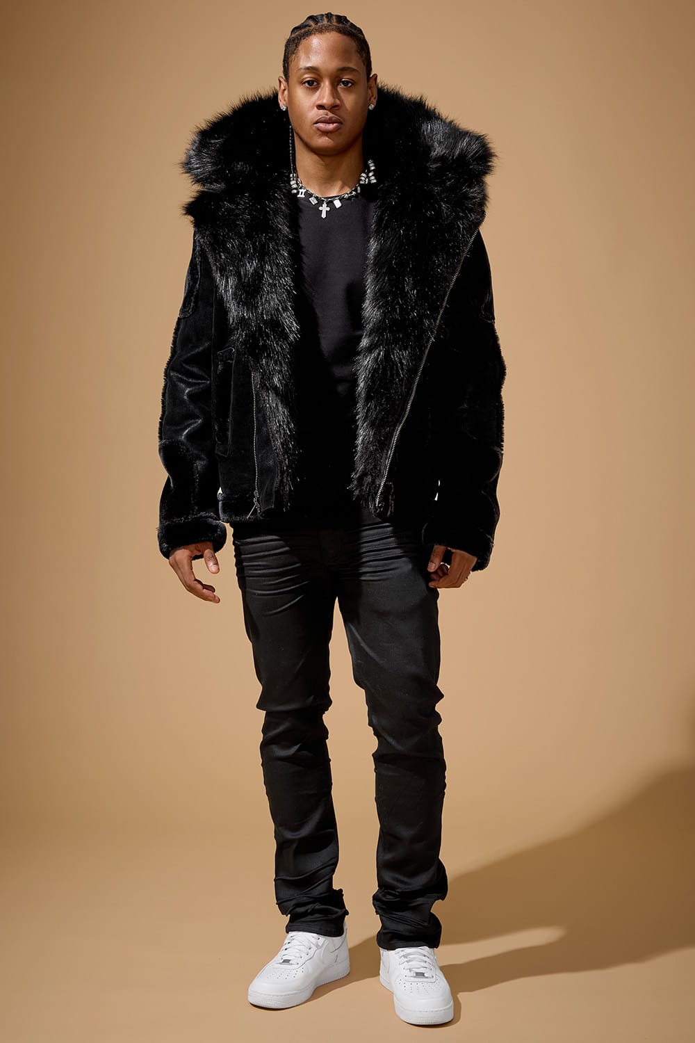 Jordan Craig El Jefe Shearling Moto Jacket (Noir)
