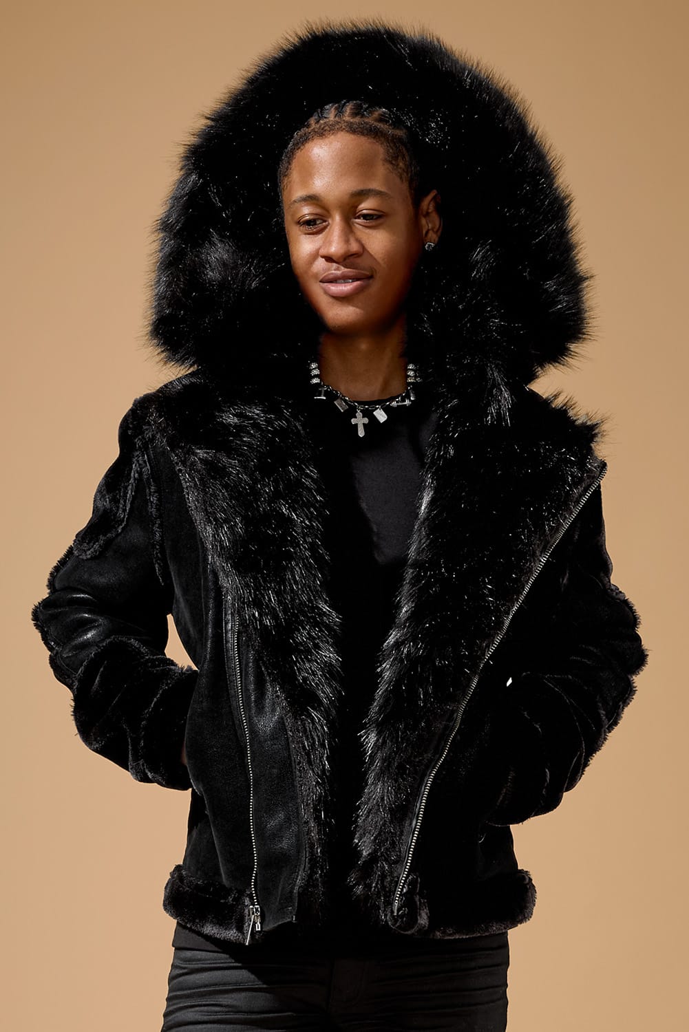 Jordan Craig El Jefe Shearling Moto Jacket (Noir)