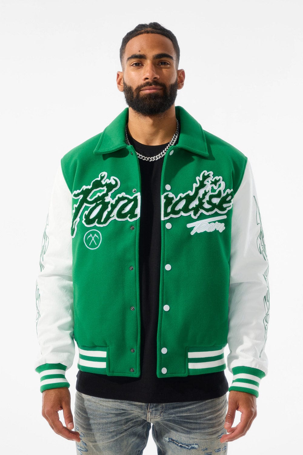 Jordan Craig Paradise Tour Varsity Jacket (Green)