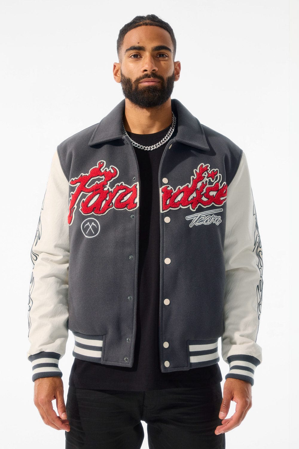 Jordan Craig Paradise Tour Varsity Jacket (Off Black)