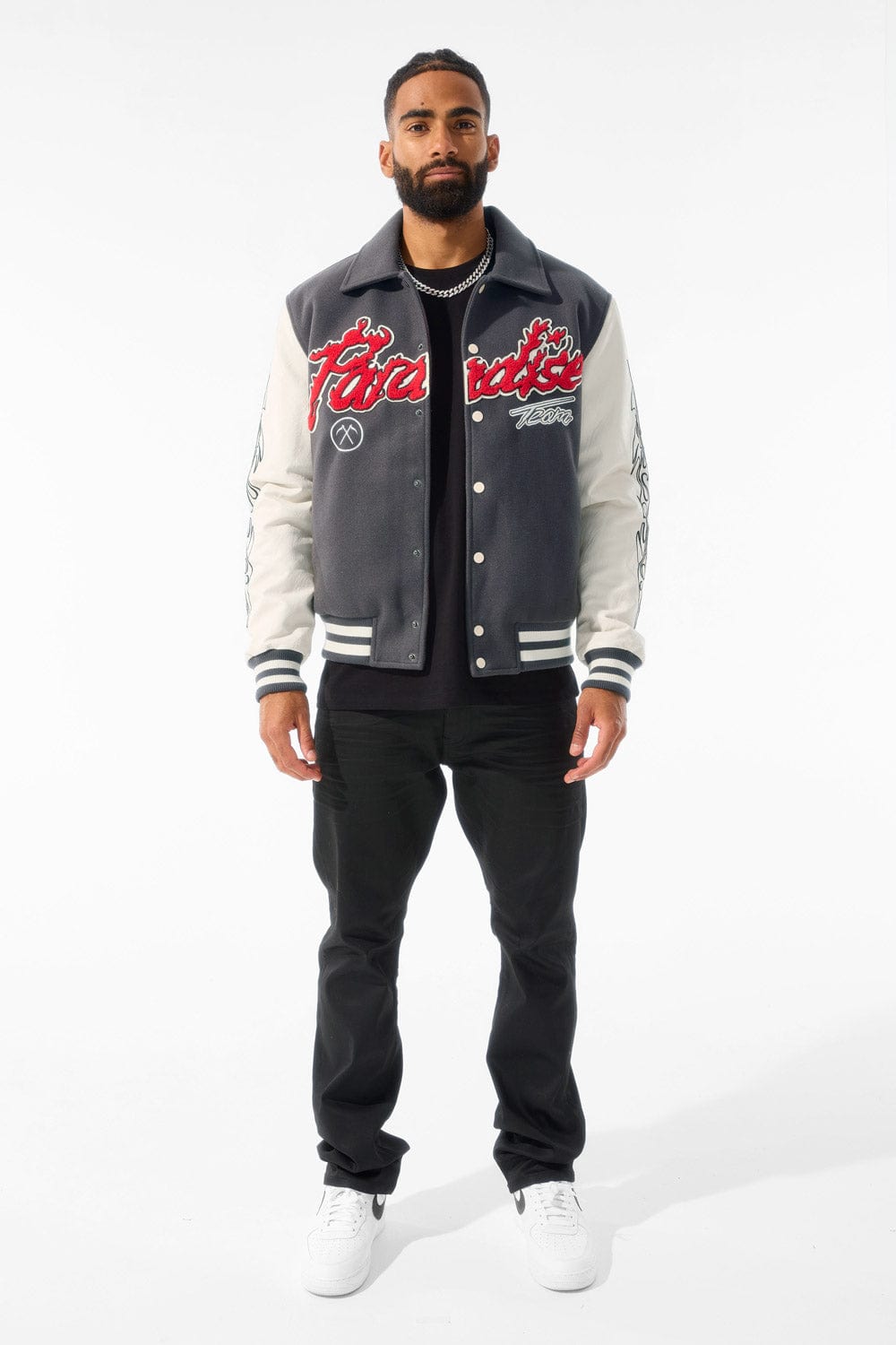 Jordan Craig Paradise Tour Varsity Jacket (Off Black)