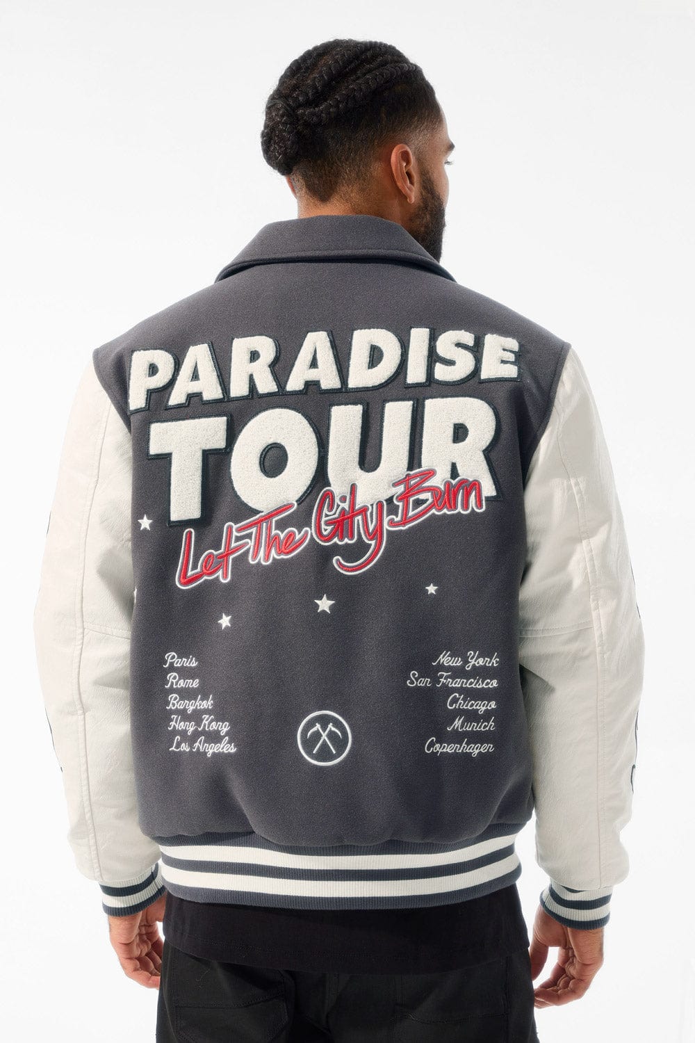 Jordan Craig Paradise Tour Varsity Jacket (Off Black)