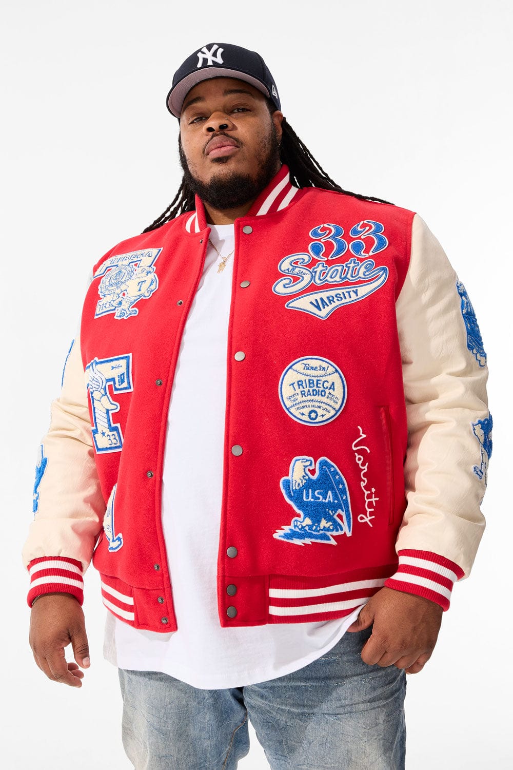 JC Big Men Big Men's All American Varsity Jacket (Red) 4XL / Red