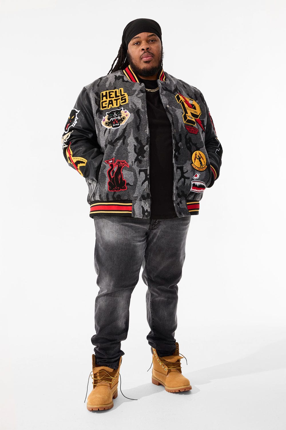 Big Men's Hellcat Varsity Jacket (Black Camo)