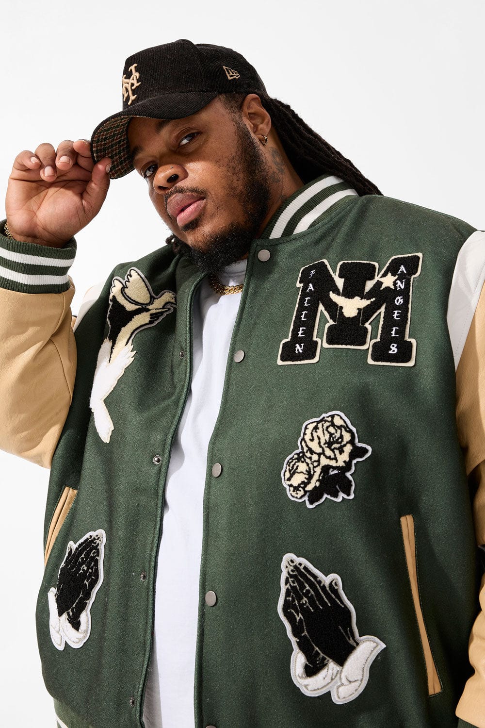 JC Big Men Big Men's Fallen Angels Varsity Jacket (Pine) 4XL / Pine