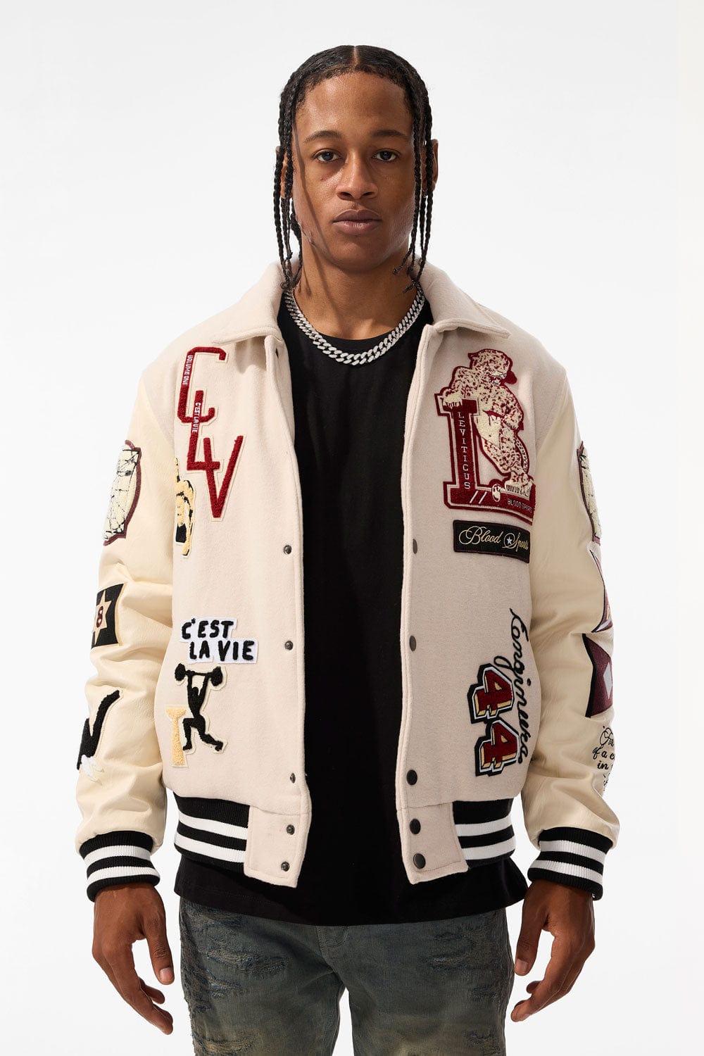 Jordan Craig Carpe Diem Varsity Jacket (Bone)