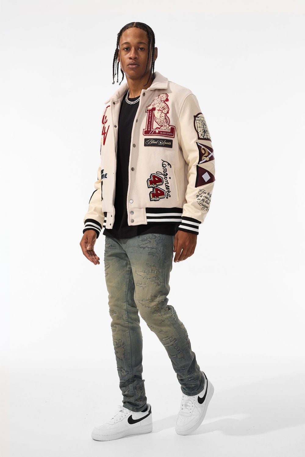 Jordan Craig Carpe Diem Varsity Jacket (Bone)