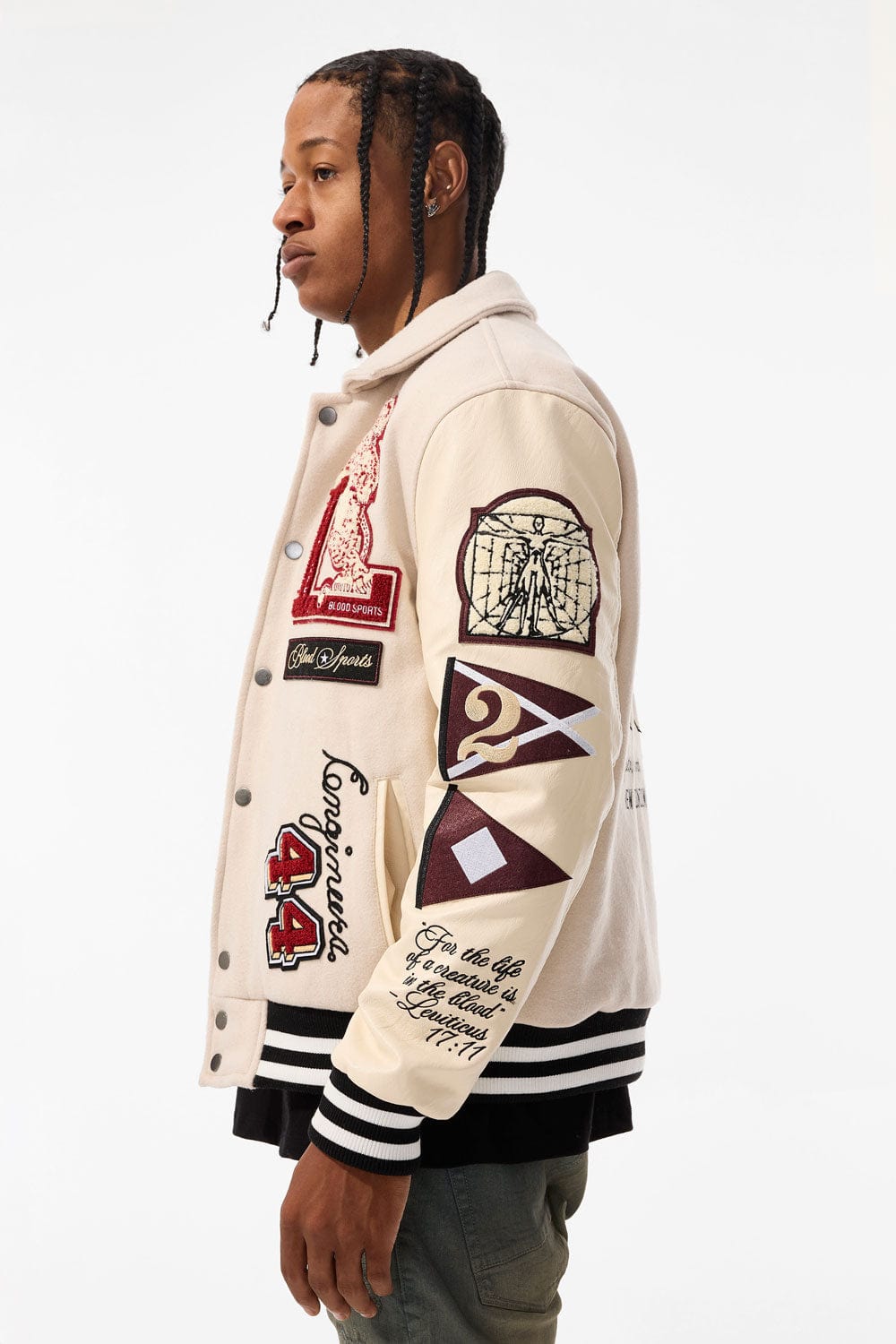 Jordan Craig Carpe Diem Varsity Jacket (Bone)