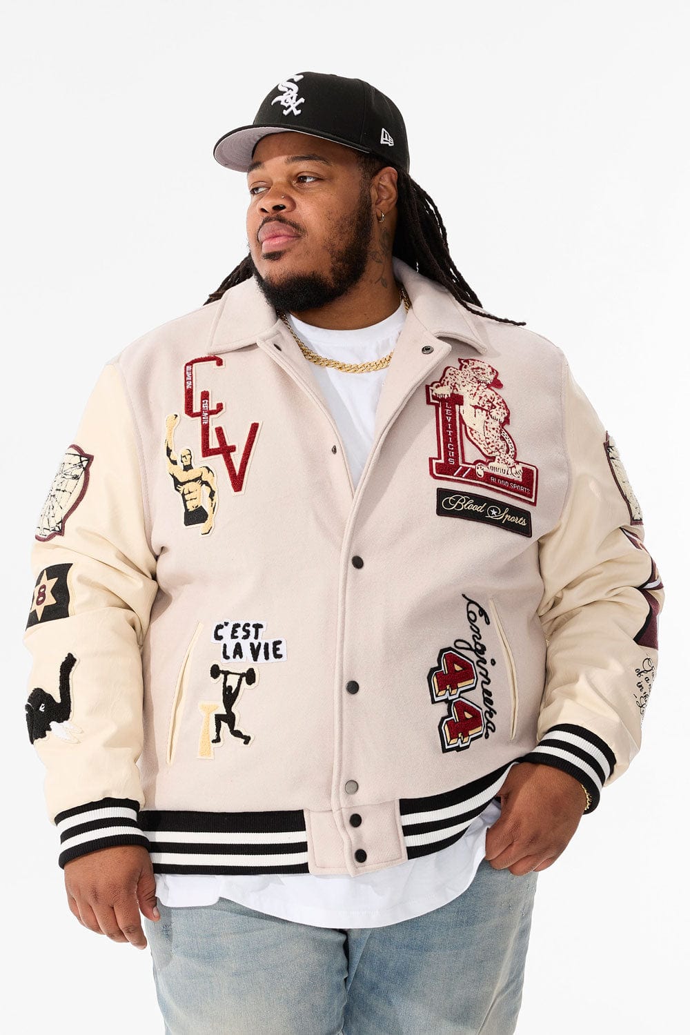 JC Big Men Big Men's Carpe Diem Varsity Jacket (Bone) 4XL / Bone