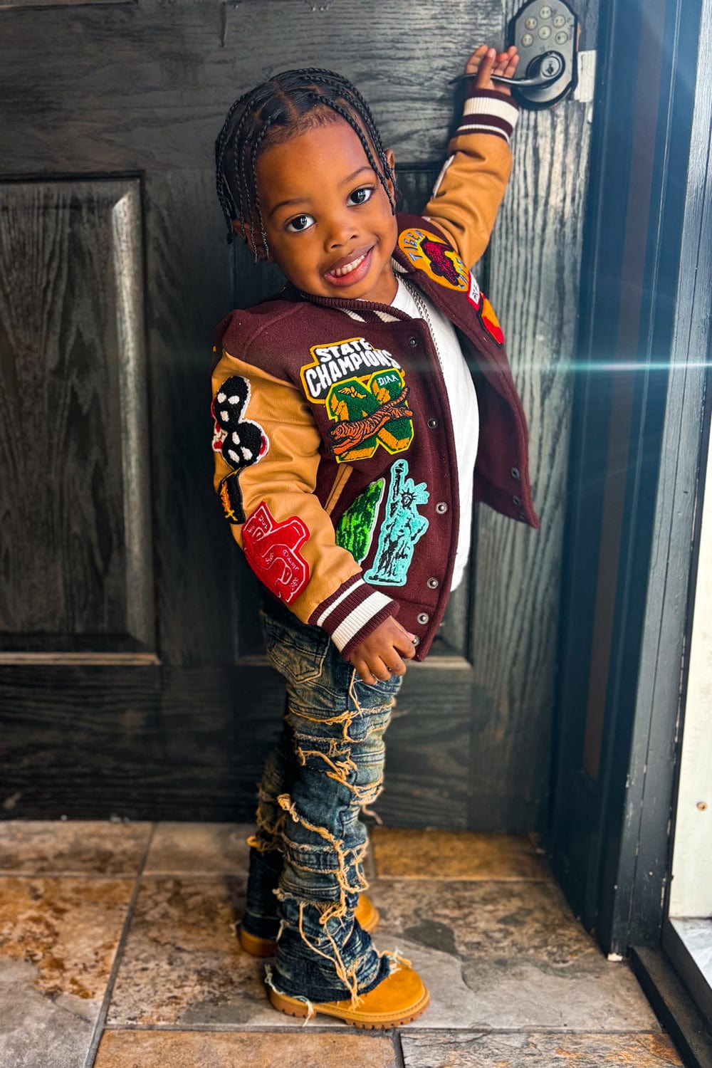 JC Kids Kids Empire City Varsity Jacket (Ruby)