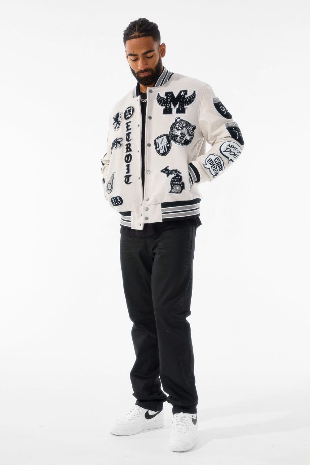 Jordan Craig Motown Varsity Jacket (Cream)