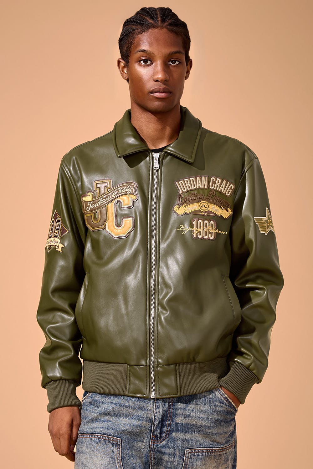 Jordan Craig Legacy Everlasting Varsity Jacket Olive / S