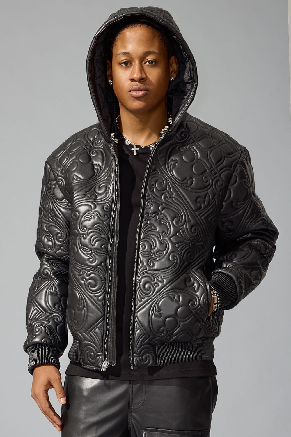Jordan Craig Ace of Spades Hooded Bomber Jacket (Black) Black / S