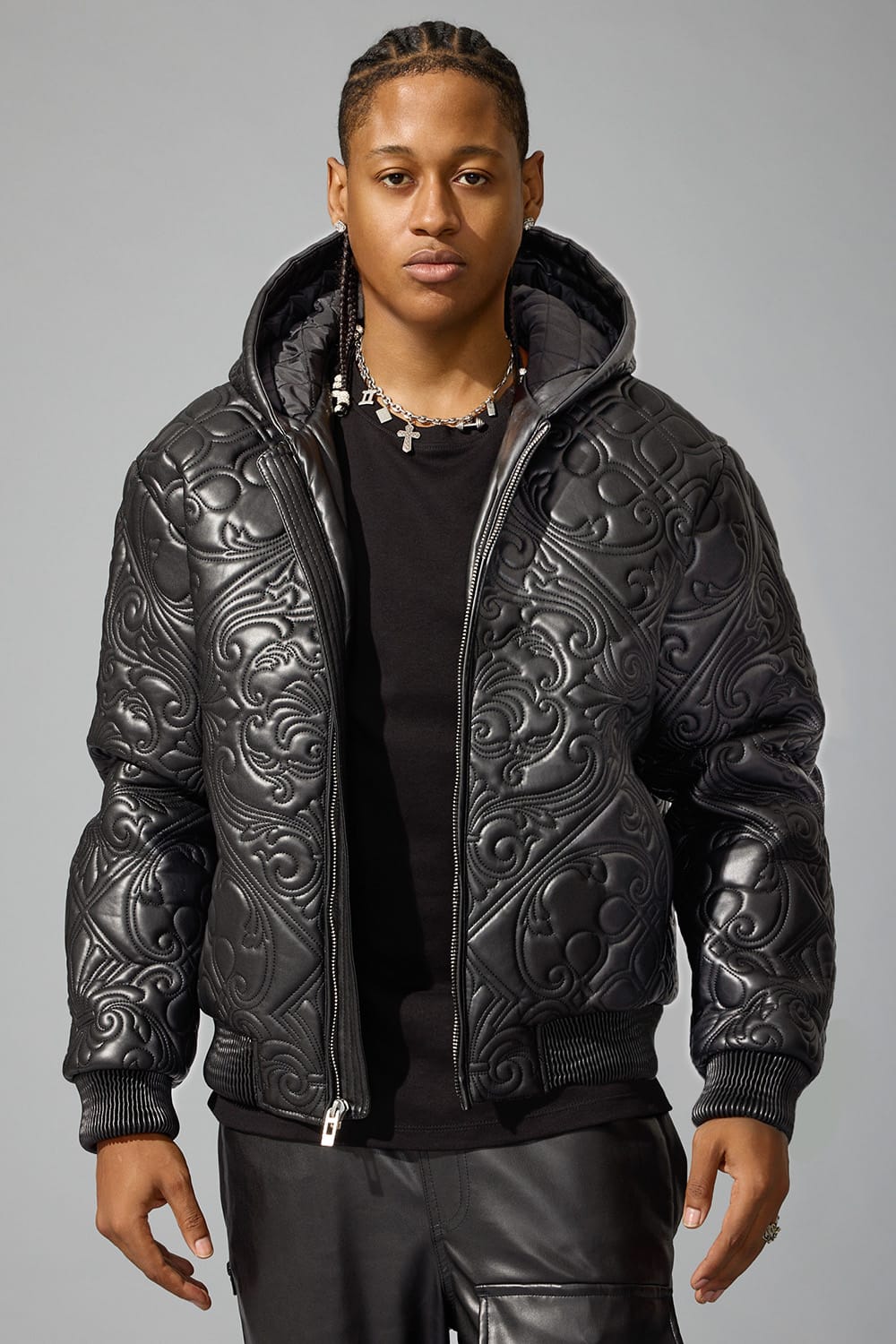 Jordan Craig Ace of Spades Hooded Bomber Jacket (Black)
