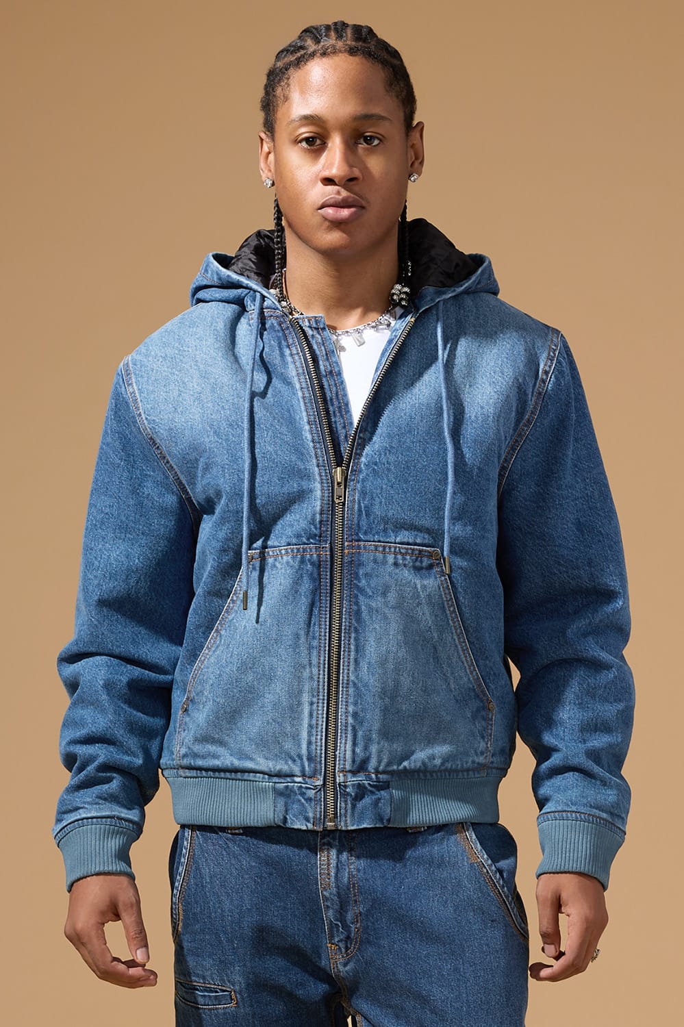 Jordan Craig OG Denim Zip Up Bomber Jacket Blue Stone / S