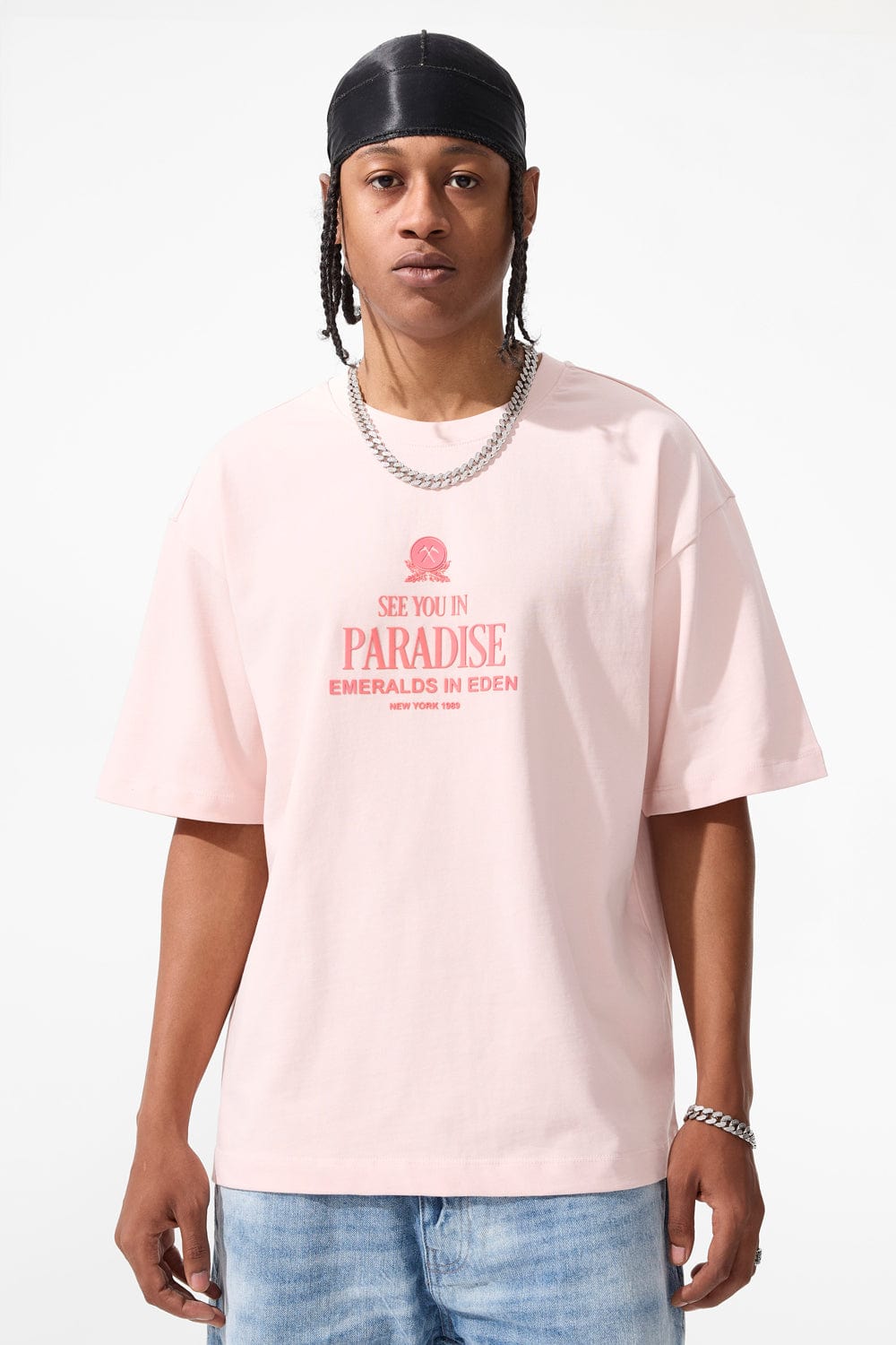 Jordan Craig Emeralds in Eden Cropped Boxy T-Shirt Light Pink / S