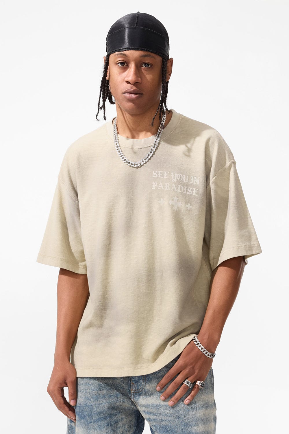 Jordan Craig SYIP Inside Out Cropped T-Shirt Cream Wash / S