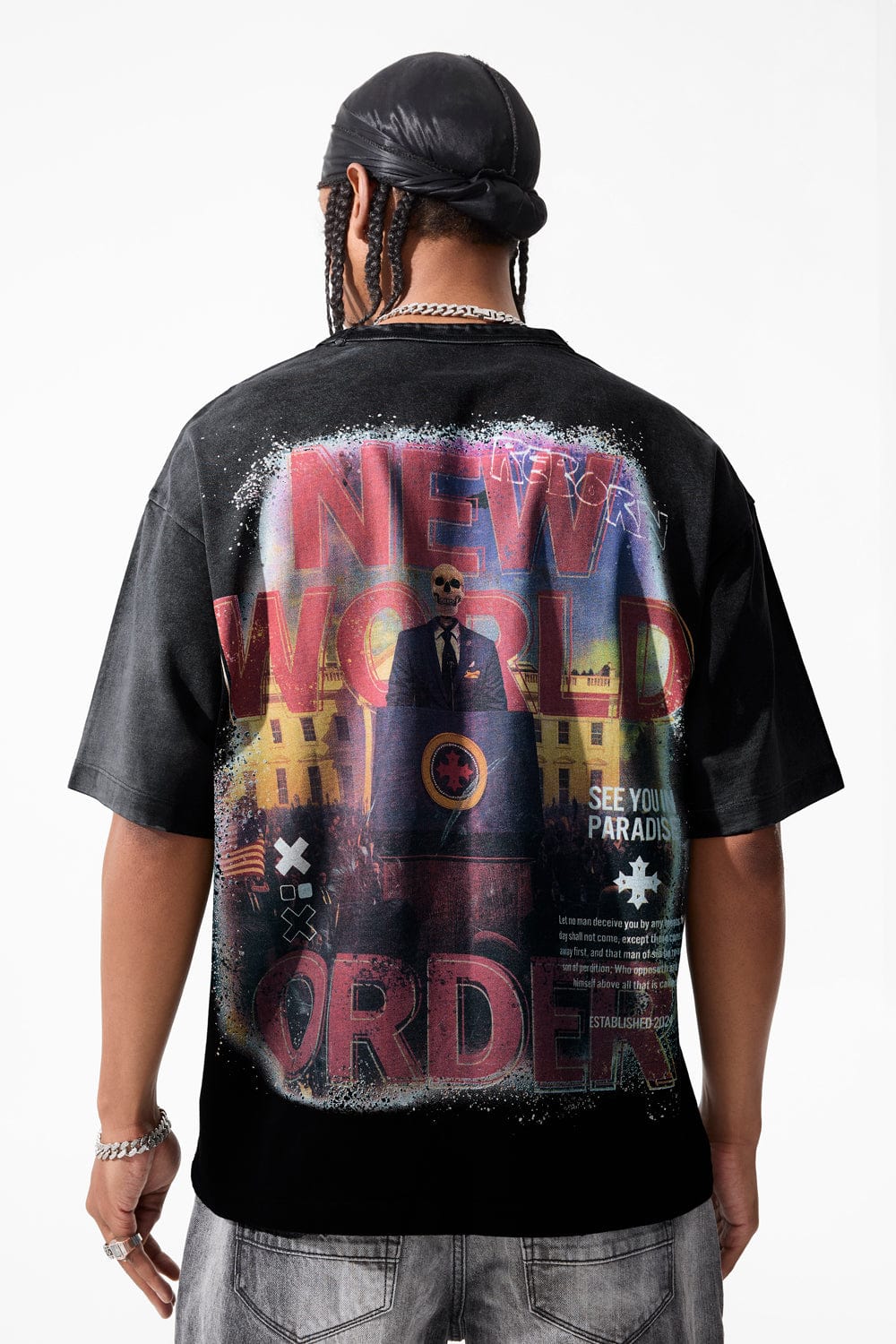 Jordan Craig New World Order Cropped Boxy T-Shirt Black Shadow / S