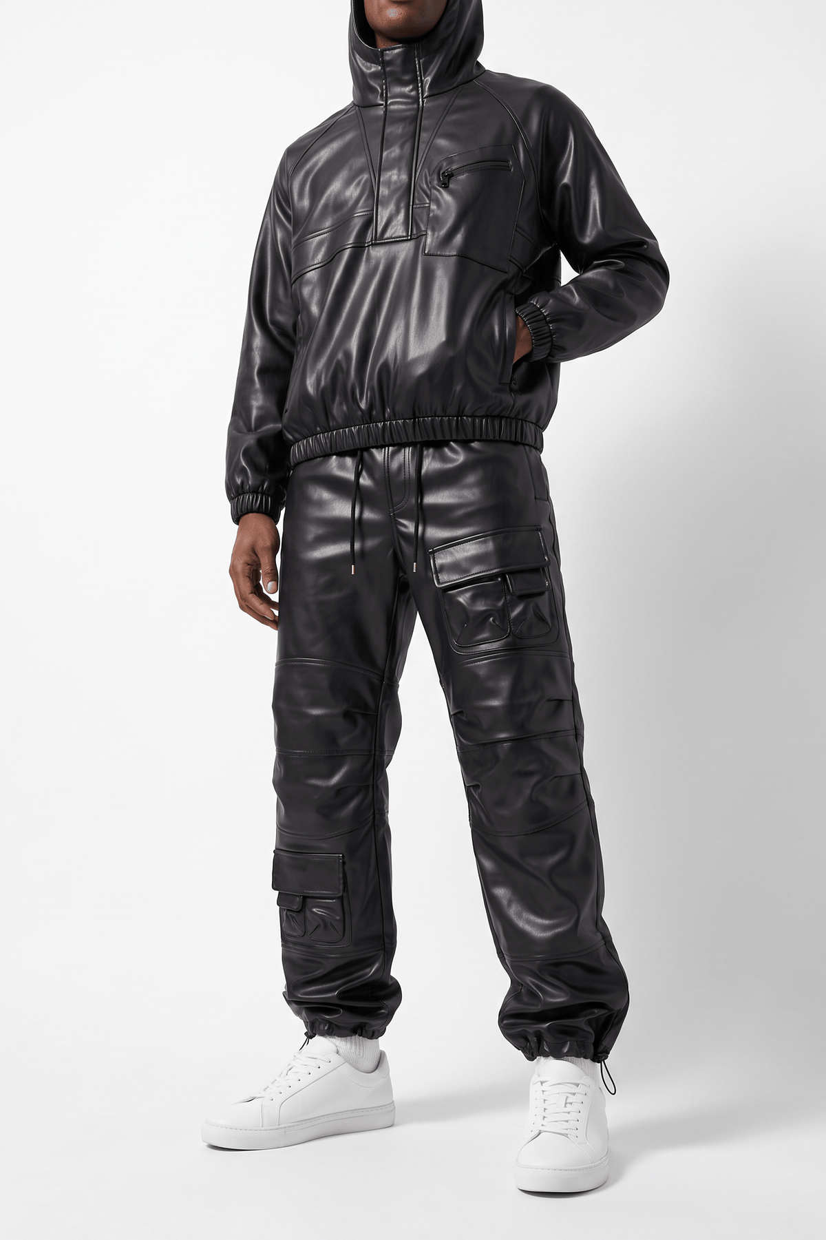 Jordan Craig Pullover and Baggy Cargo Thriller Set (Black)
