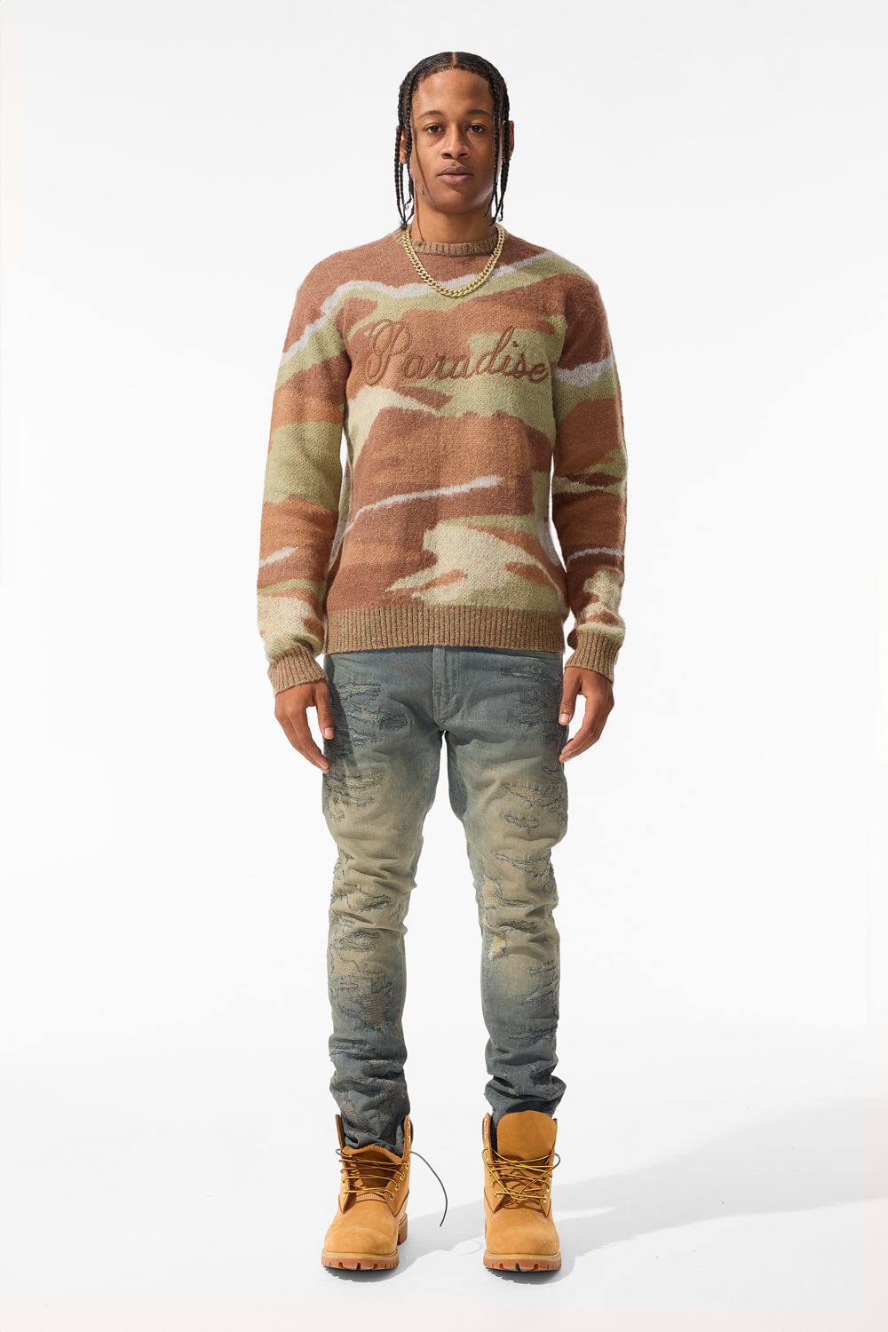 Jordan Craig Paradise Mirage Crewneck Sweater (Army Green)