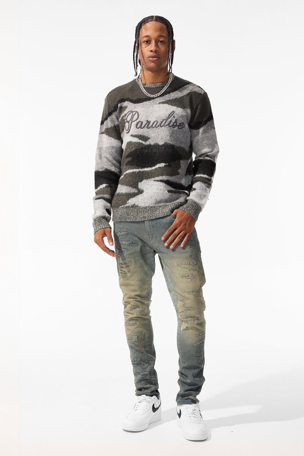 Jordan Craig Paradise Mirage Crewneck Sweater (Black)