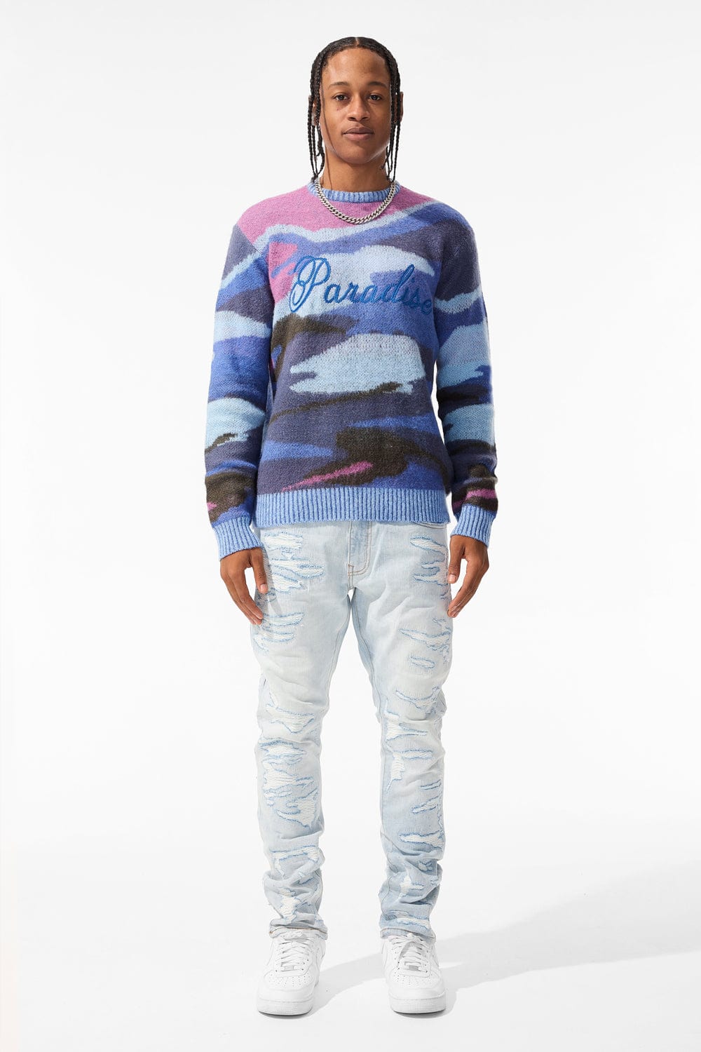 Jordan Craig Paradise Mirage Crewneck Sweater (Blue)