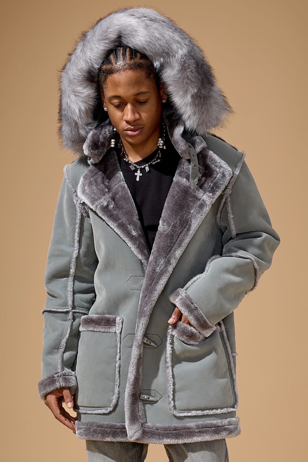 Jordan Craig Denali Shearling Jacket (Charcoal)