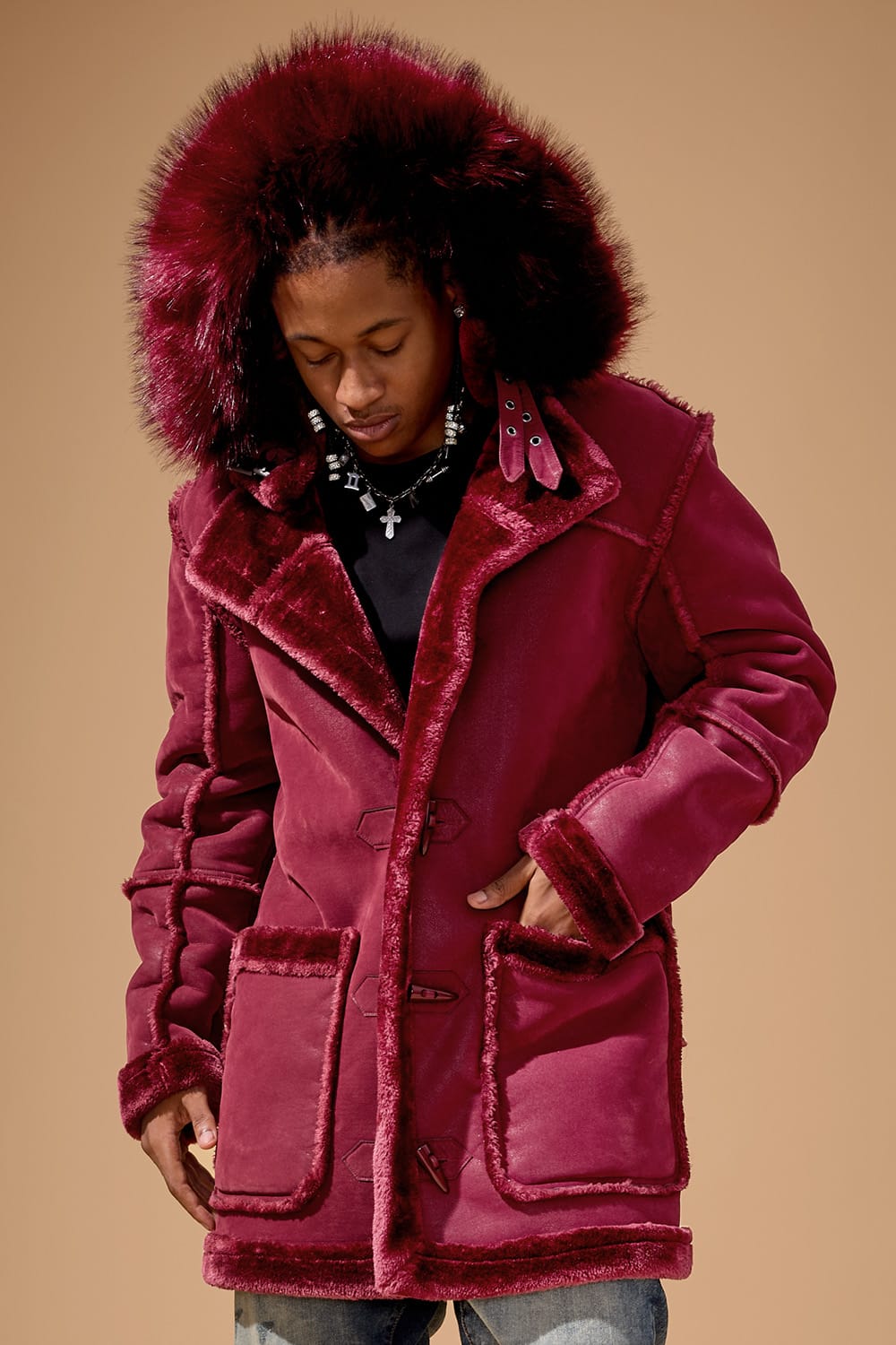 Jordan Craig Denali Shearling Jacket (Wine)