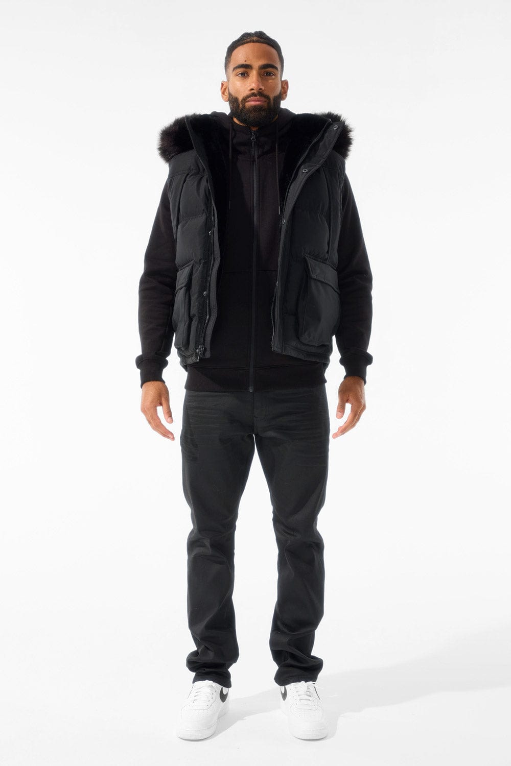 Jordan Craig Yukon Fur Lined Puffer Vest (Black)