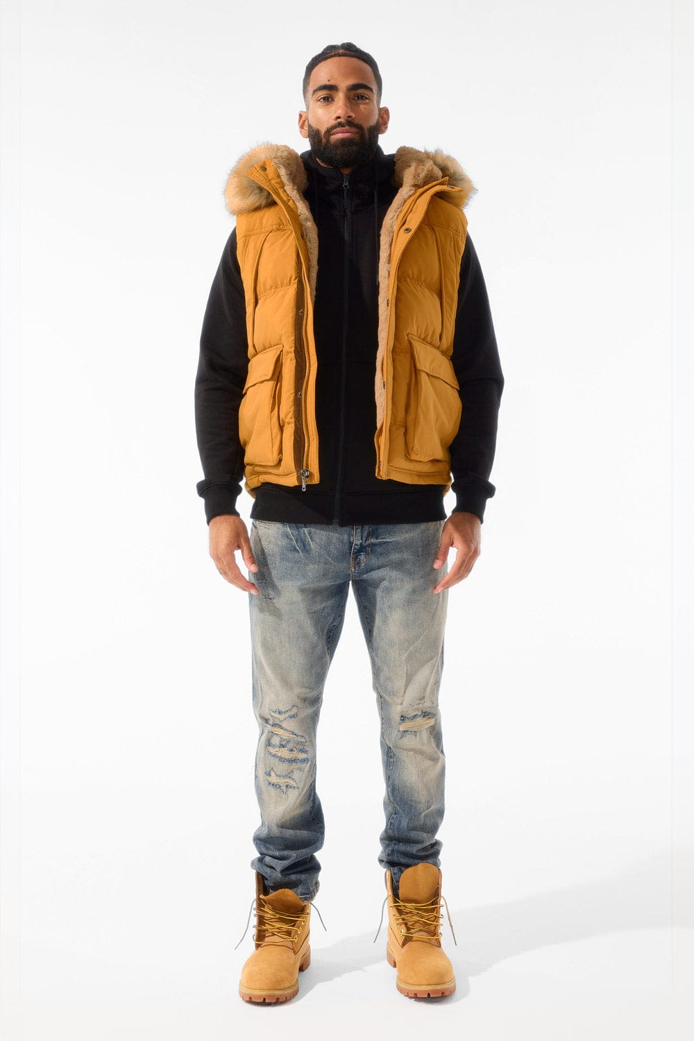 Yukon Fur Lined Puffer Vest Wheat