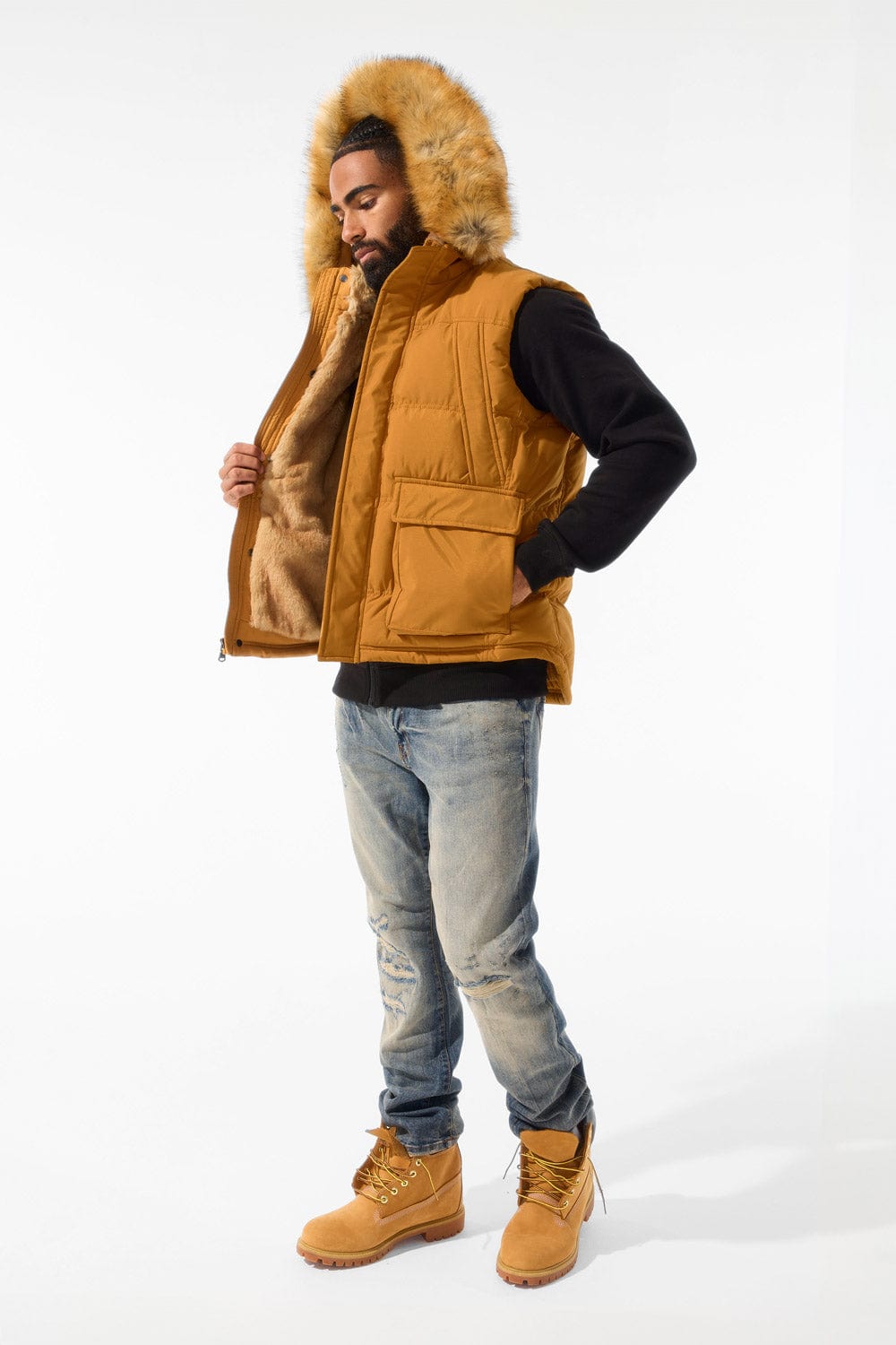 Jordan Craig Yukon Fur Lined Puffer Vest (Wheat)