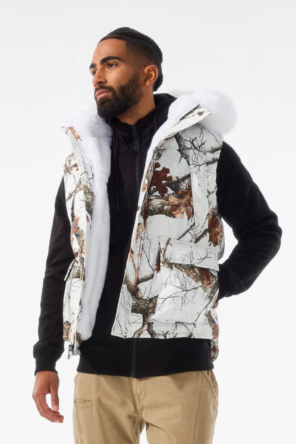 Jordan Craig Yukon Fur Lined Puffer Vest (Snow Camo) S / Snow Camo