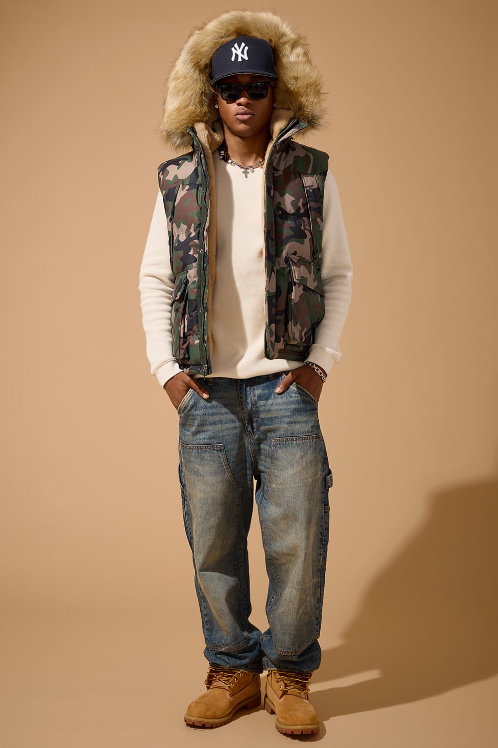 Jordan Craig Yukon Fur Lined Puffer Vest (Vintage Camo)