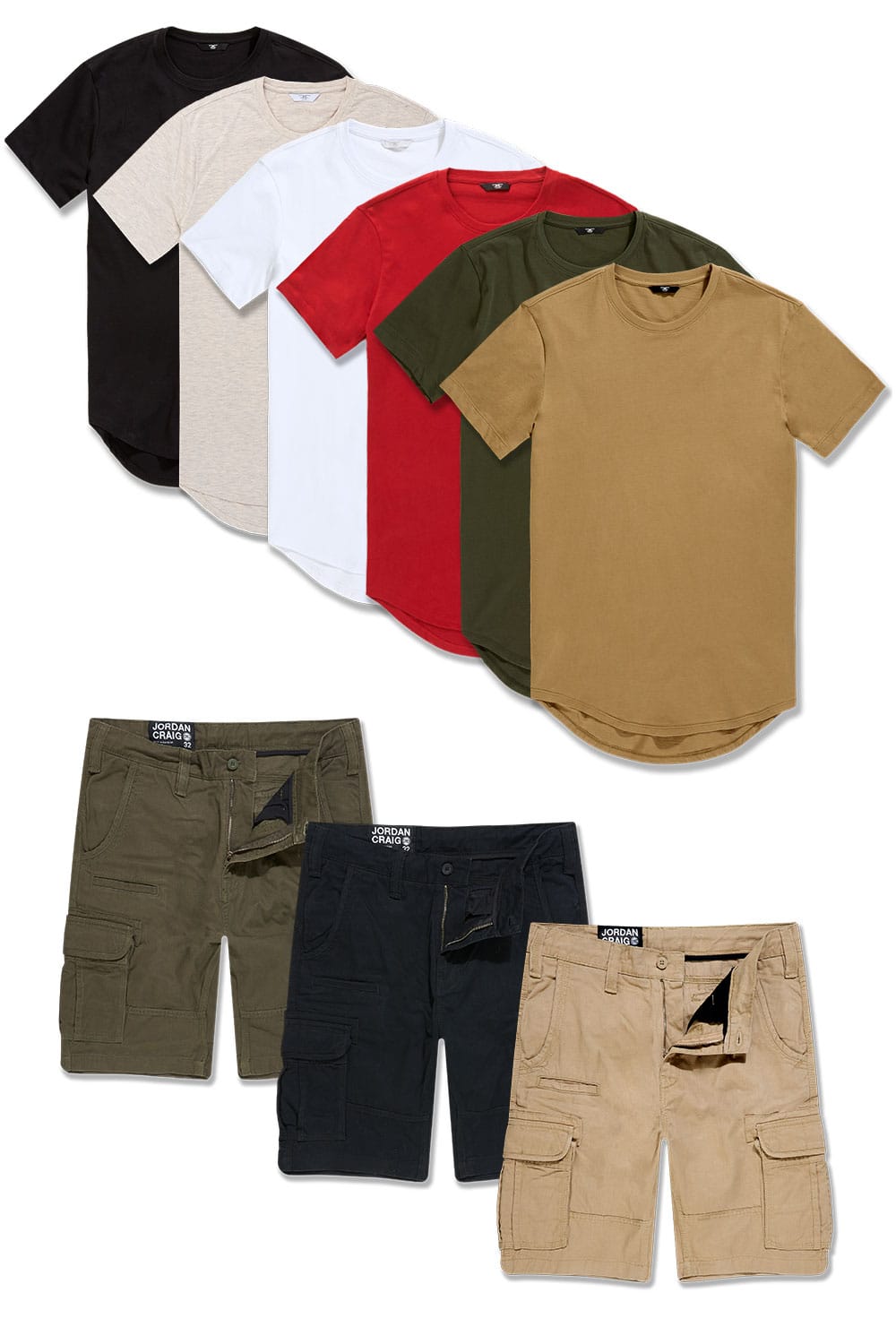 JC Big Men Big Men's Scallop Tee & Cargo Short 9 Pack 4XL / 46