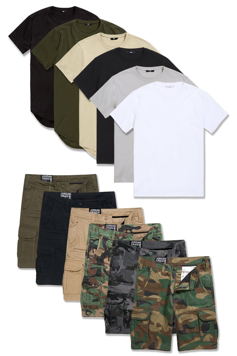 JC Big Men Big Men's Camo/Solid Cargo Shorts 12 Pack 4XL / 46