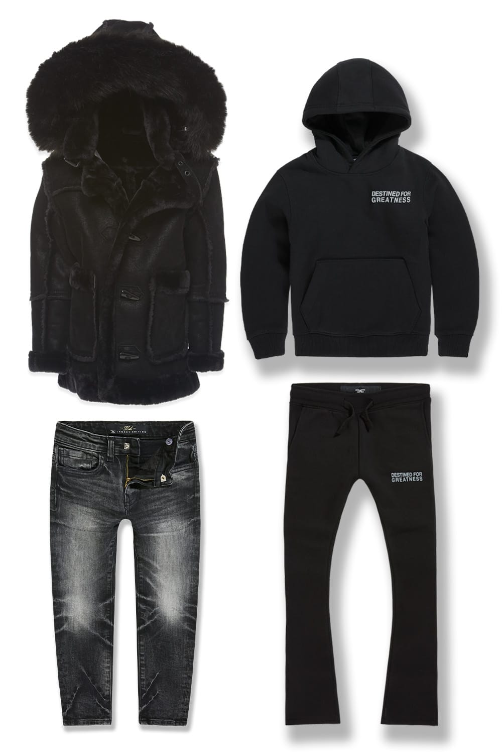 JC Kids Kids Denali Fleece Denim Bundle (Blackout) 2