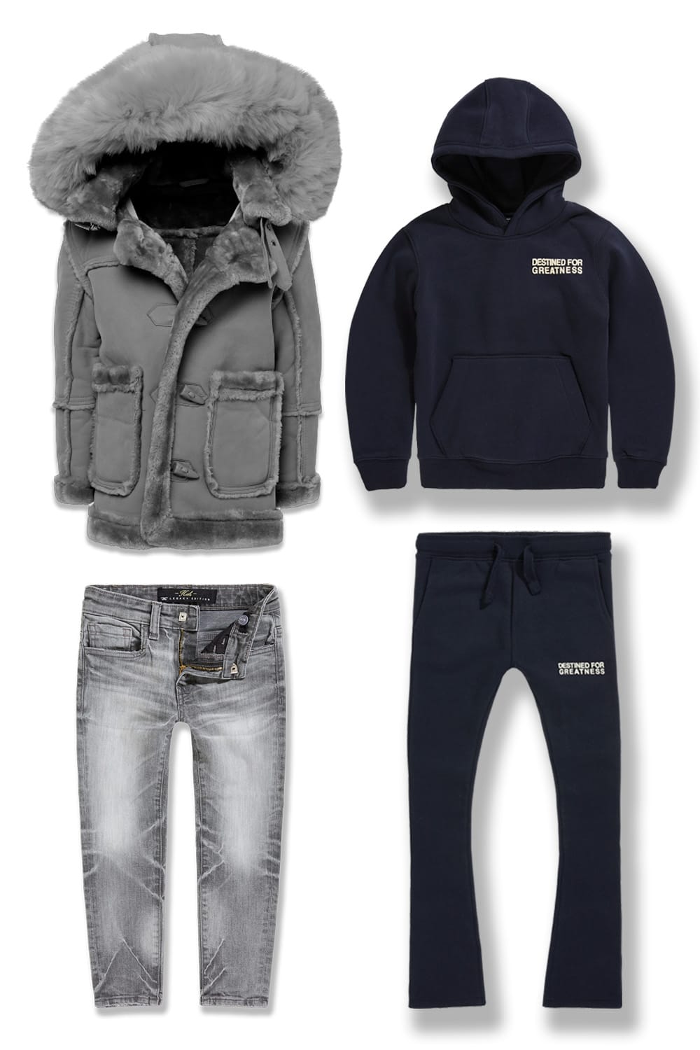 JC Kids Kids Denali Fleece Denim Bundle (Charcoal) 2