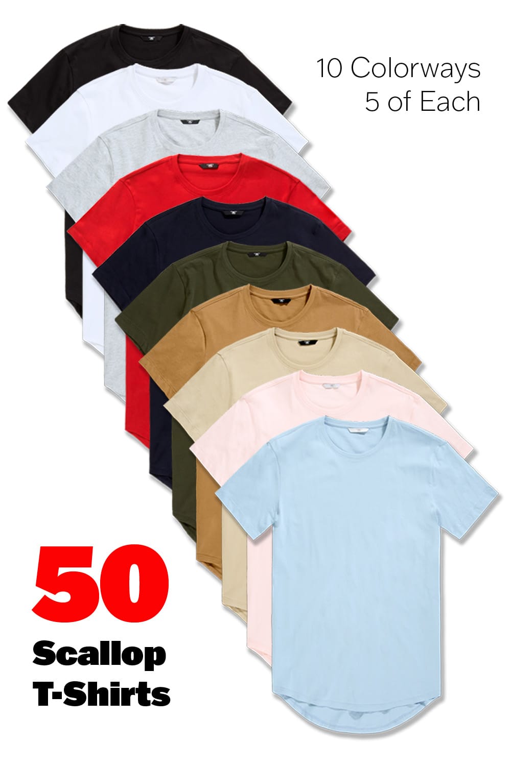Jordan Craig Scallop T-Shirt 50 Pack (Multi)