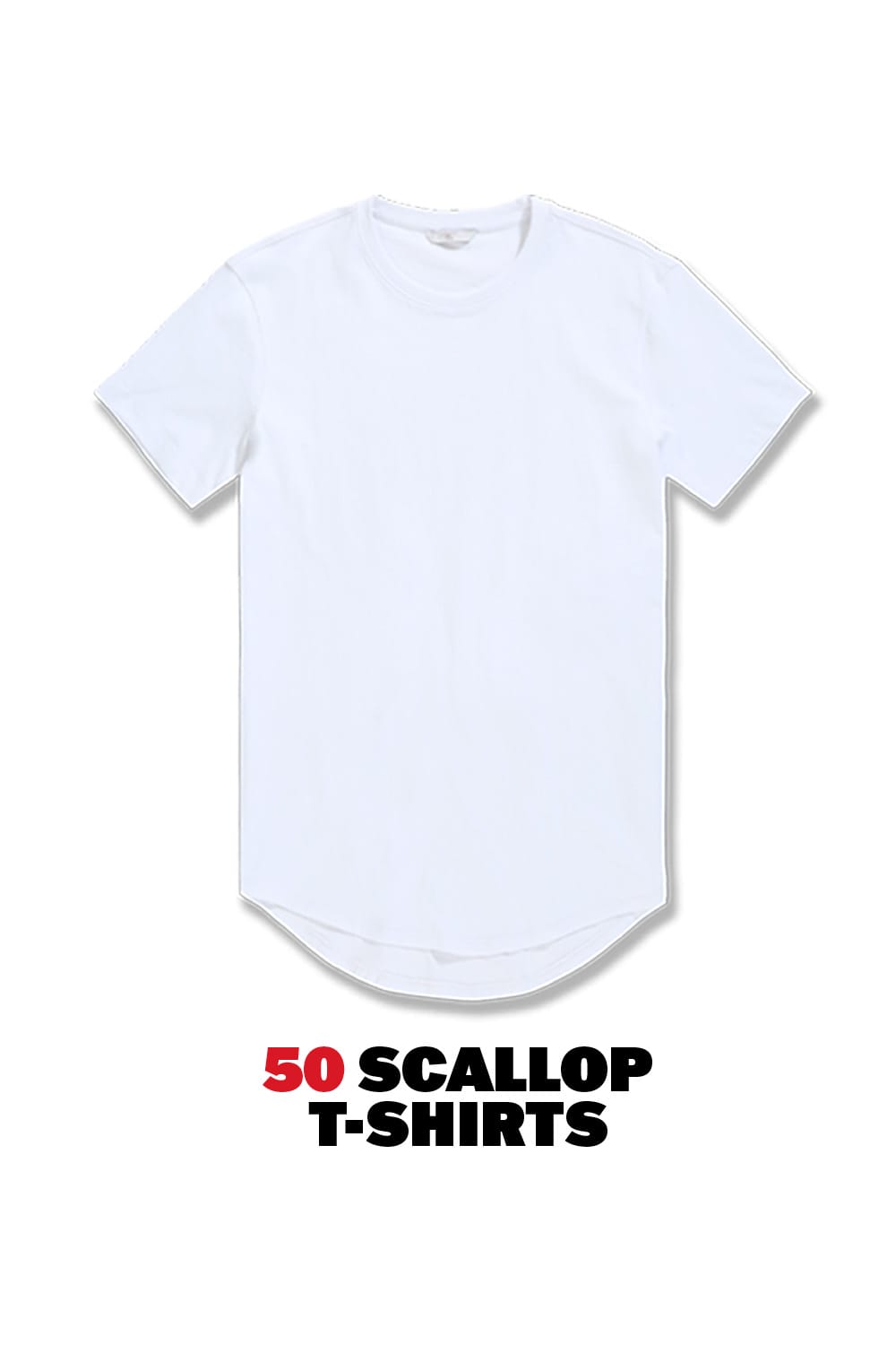JC Big Men Big Men's Scallop T-Shirt 50 Pack (White)