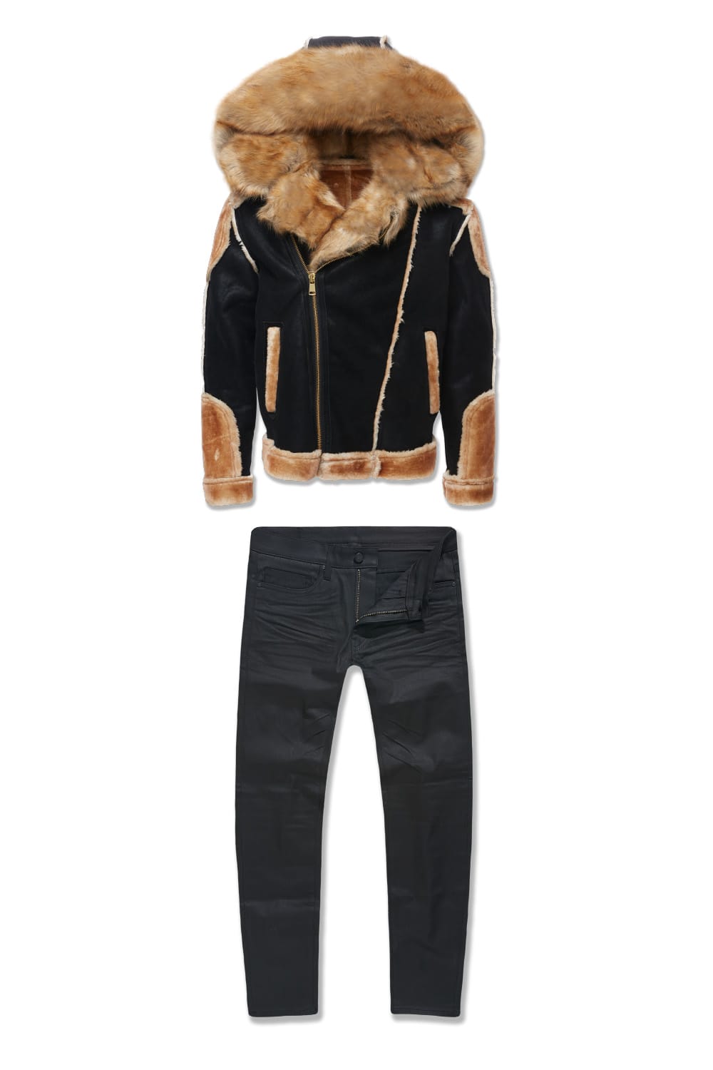 Jordan Craig El Jefe Shearling x Smooth Criminal Denim Set (Black Coffee) TOP: SMALL | BOTTOM : 28/30