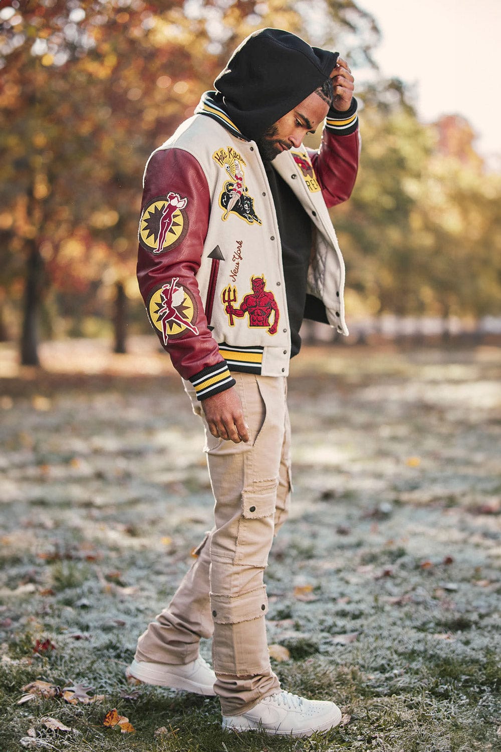 Jordan Craig Hell's Kitchen Varsity Jacket (Cream)