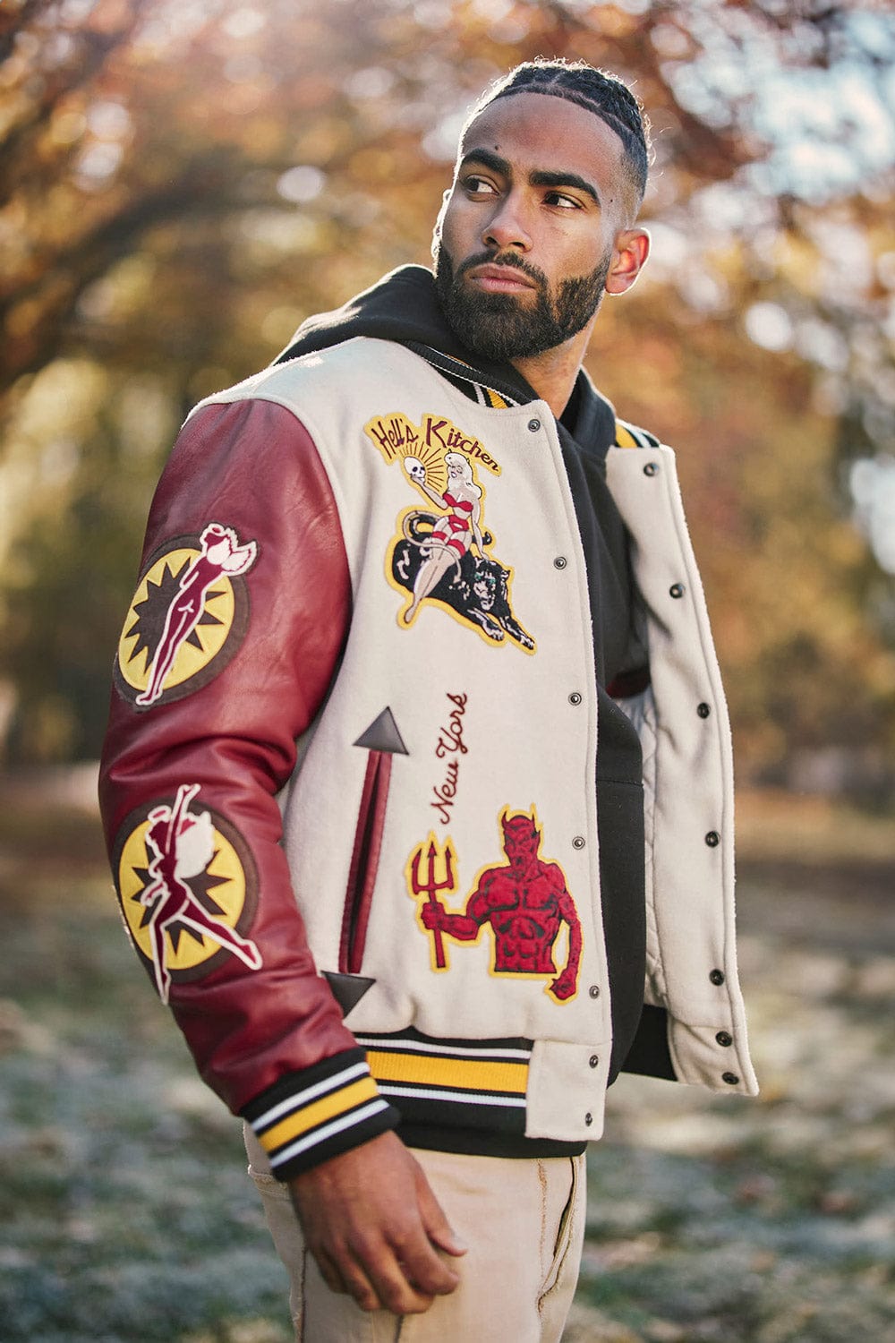 Jordan Craig Hell's Kitchen Varsity Jacket (Cream)