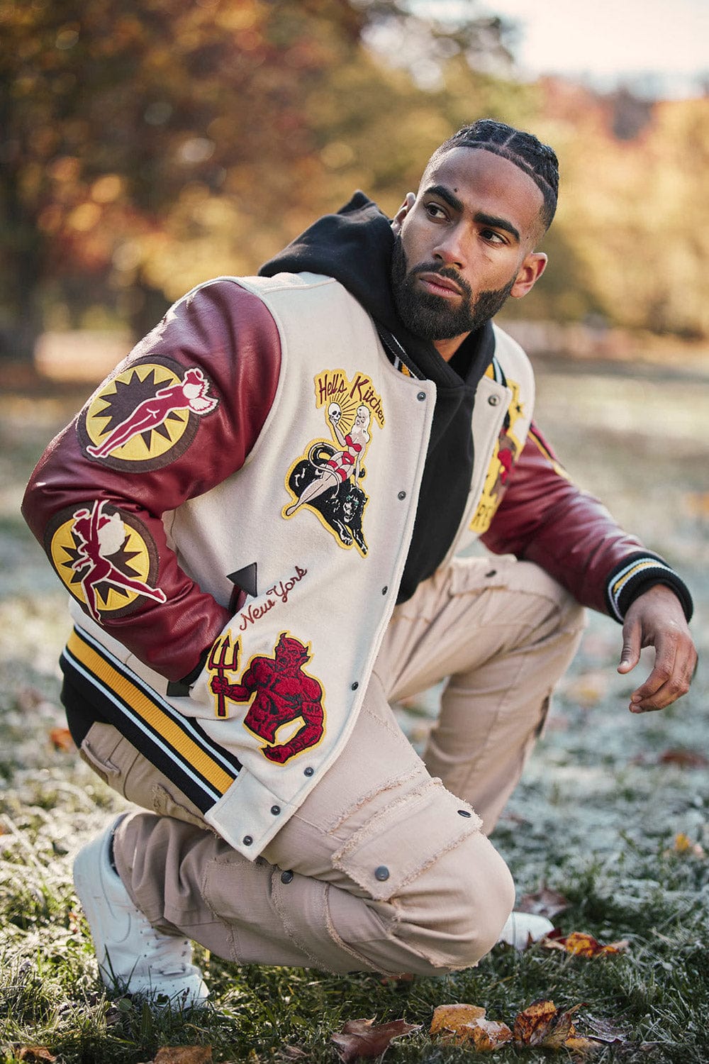 Jordan Craig Hell's Kitchen Varsity Jacket (Cream)