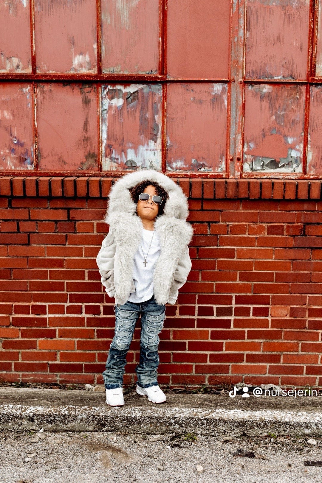 JC Kids Kids El Jefe Shearling Moto Jacket (Arctic Wolf)