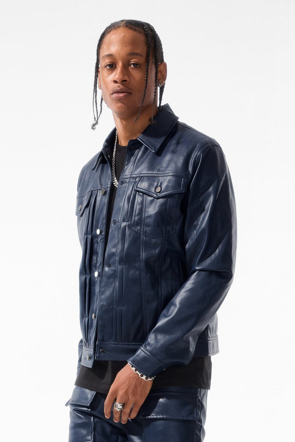 Jordan Craig Thriller Trucker Jacket (Midnight Blue)