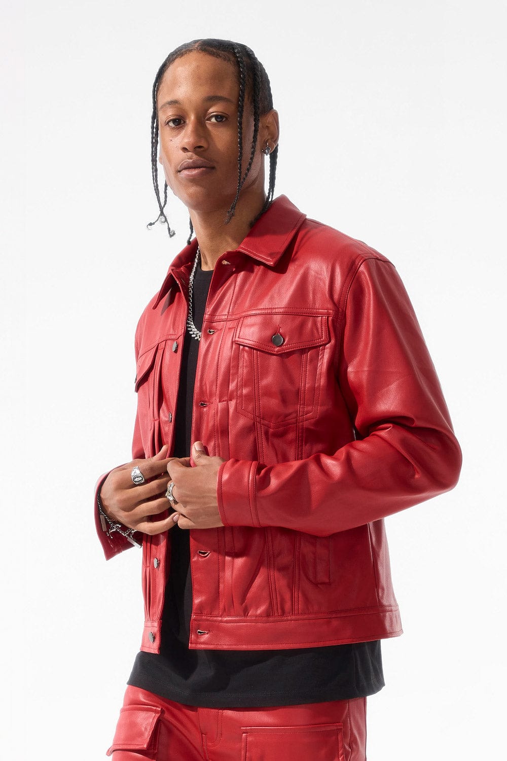 Jordan Craig Thriller Trucker Jacket (Red)