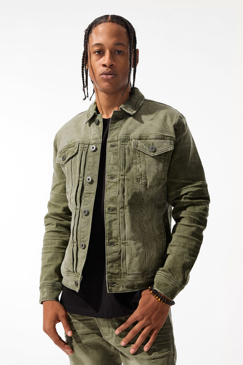 Jordan Craig Meadowlands Denim Trucker Jacket (Earth Tones) Olive / S