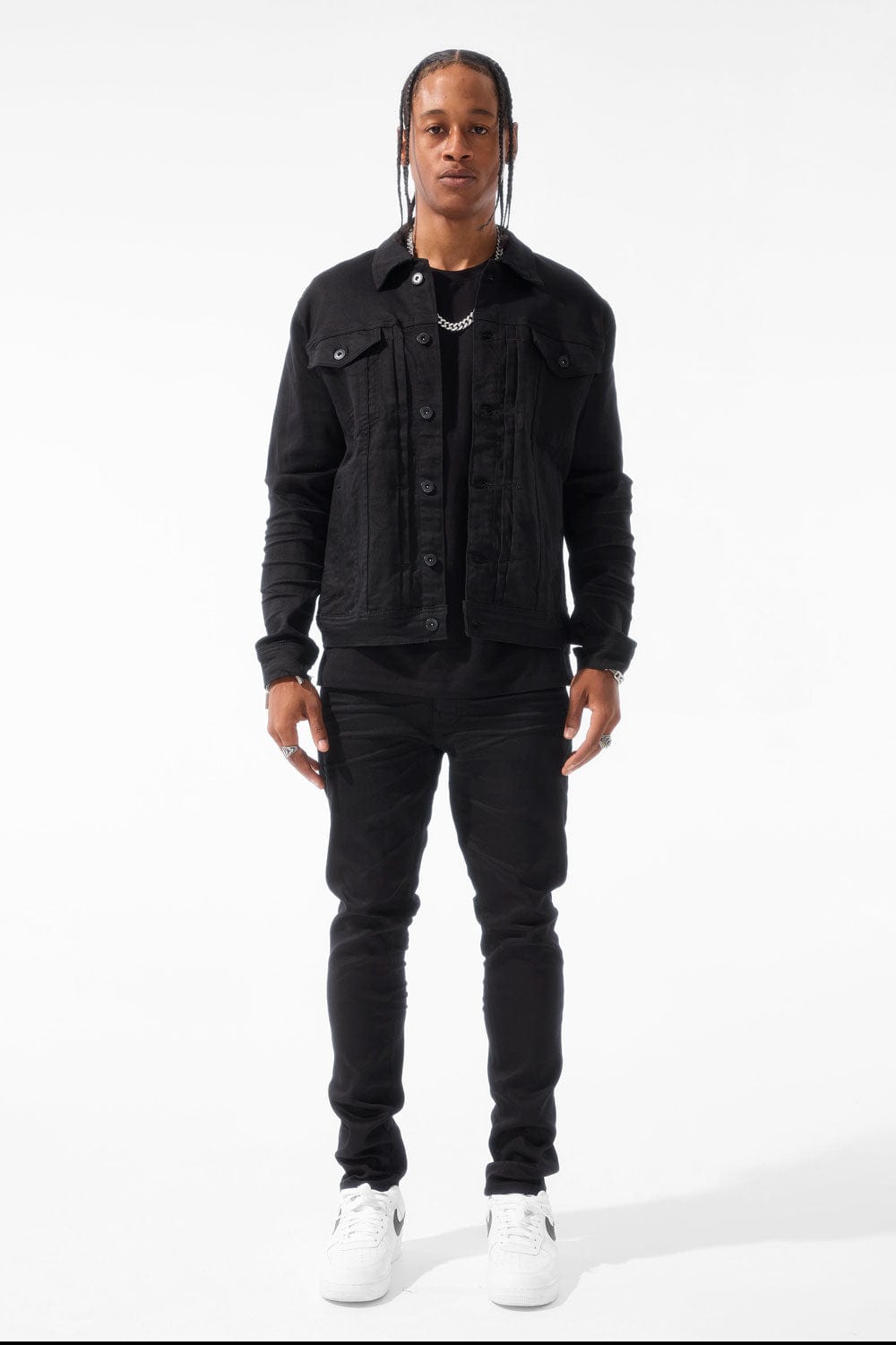 Jordan Craig Obsidian Denim Trucker Jacket (Black)