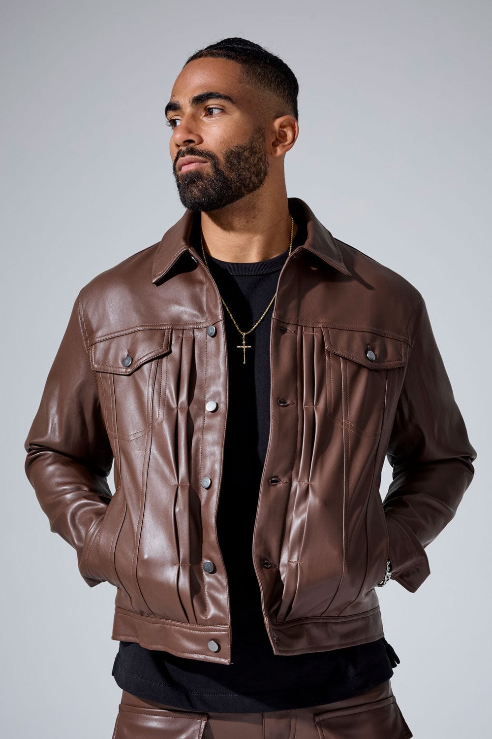 Jordan Craig Thriller Trucker Jacket (Brown) S / Brown